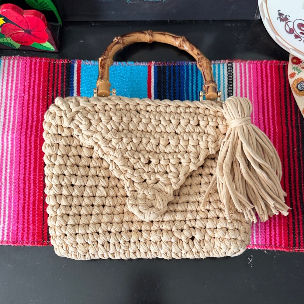 Boho Tiki Beige Crochet handbag